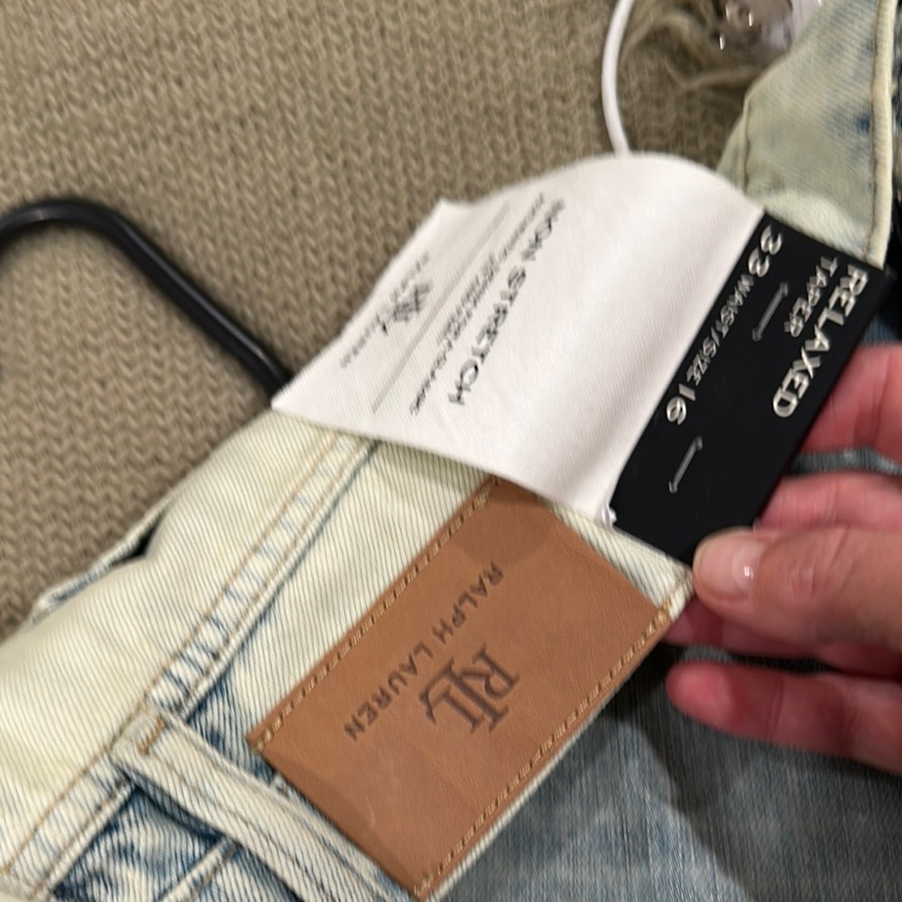 Ralph Lauren Blue Relaxed Jeans with Distressing and Patches - Picture 2 of 3